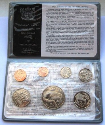 Новая Зеландия Набор из 7 монет 1984 г в упаковке.