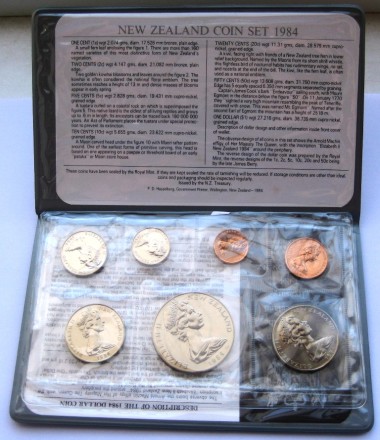 Новая Зеландия Набор из 7 монет 1984 г в упаковке.