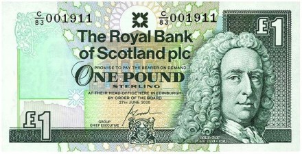 Шотландия 1 фунт 2000-2001 г Эдинбургский замок  UNC 