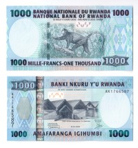 Руанда 1000 франков 2008  Обезьяна в парке вулканов Вирунга   UNC / Коллекционная купюра