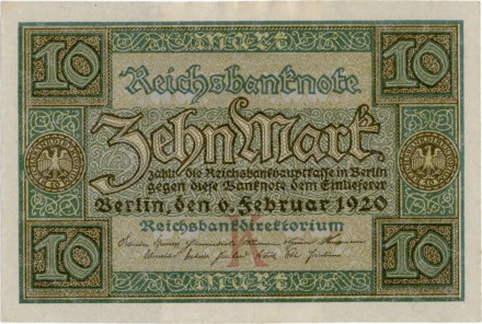 Германия 10 марок 1920 г