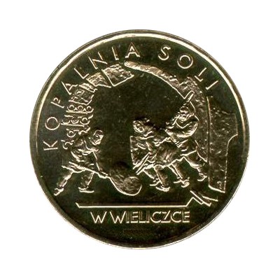 Польша. Соляные копи в Величке 2 злотых 2001 г.