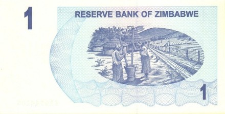 Зимбабве 1 доллар 2007  /Чек на предъявителя  UNC    