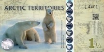 Арктические территории 1,5 доллара 2014 Белые медведи UNC  