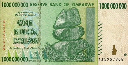Зимбабве 1.000.000.000 долларов 2008 г  «Слон»  UNC