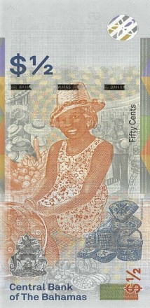 Багамские острова 1/2 доллара 2019 / Елизавета II / Сестра Сара. Рынок в Нассау UNC