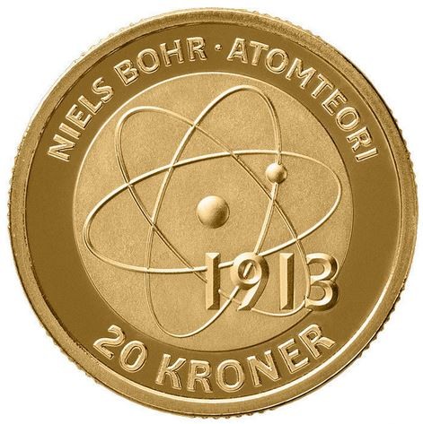 Дания «Нильс Бор, 100-летие теории атома»  20 крон 2013 г.