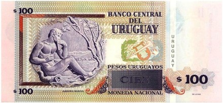 Уругвай 100 песо 2011 г «Эдвард Фабини» UNC