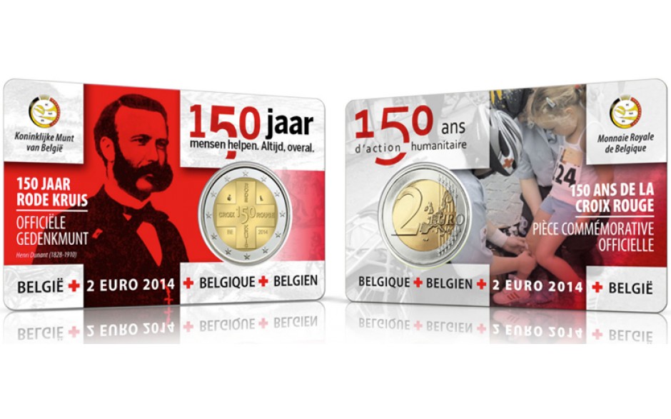 Бельгия 2 евро 2014 г 150 лет Красному Кресту    в коинкарте