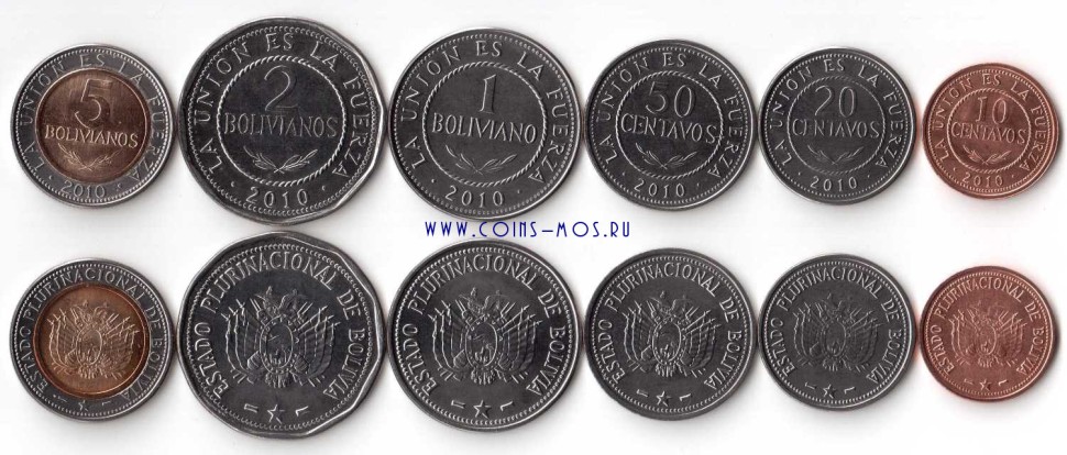Боливия Набор из 6 монет 2010 - 2012 г.
