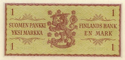 Финляндия 1 марка 1963 г. UNC
