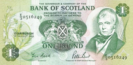 Шотландия 1 фунт 1988  Сэр Вальтер Скотт  UNC  R!