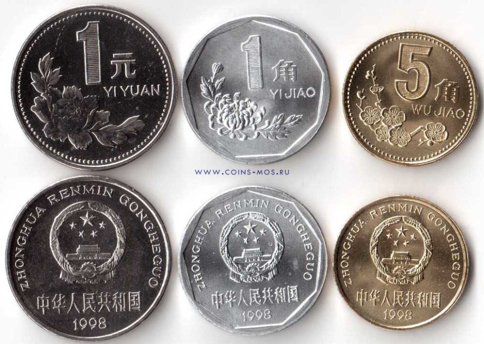 Китай  СПЕЦИАЛЬНАЯ ЦЕНА!!  Набор из 3 монет 1998 г.