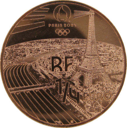 Франция 1/4 евро 2024 Талисман олимпийских игр «MASCOTTE» UNC / коллекционная монета