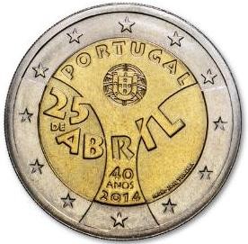 Португалия 2 евро 2014 г Революция гвоздик  