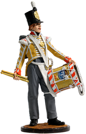 Барабанщик 27-го Иннискиллингского пехотного полка. Великобритания, 1808-13 гг. / Цветной, оловянный солдатик