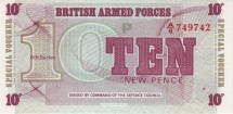 Великобритания 10 новых пенсов для военной торговли 1972  UNC  6 серия
