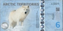 Арктические территории 6 долларов 2013 г. /Полярный волк/ UNC   