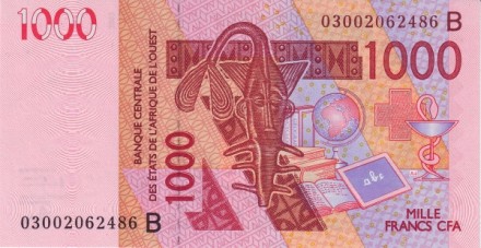 Бенин 1000 франков КФА 2003 г. Верблюды UNC /B/