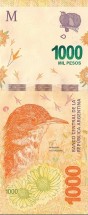 Аргентина 1000 песо 2017 г «Птица рыжий печник (Hornero) в Аргентинских пампасах»  UNC  Спец.Цена!!