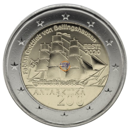 Эстония 2 евро 2020  Беллинсгаузен. 200 летия открытия Антарктиды