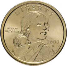 США 1 доллар 2000 г /Сакагавеа. золотой доллар/  D