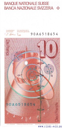 Швейцария 10 франков 1990 г «математик Леонард Эйлер» UNC