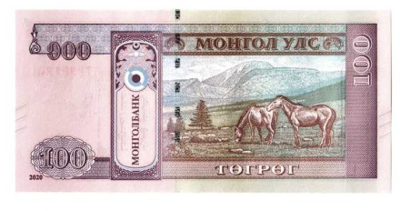 Монголия 100 тугриков 2020 г Сухэ-Батор UNC