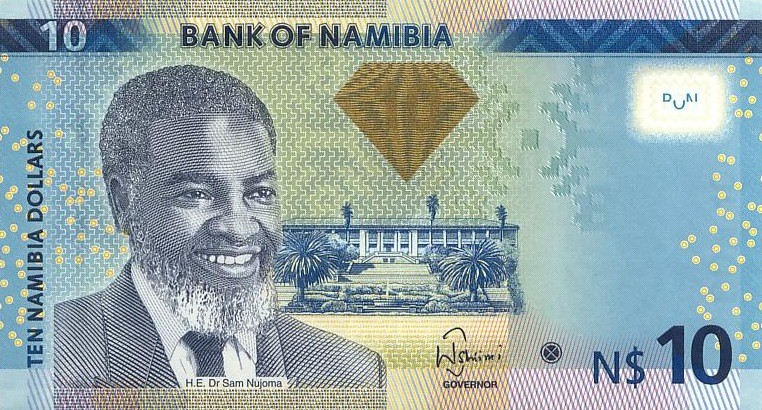 Намибия 10 долларов 2012 г «отец намибийской нации Сэм Нуйома»  UNC