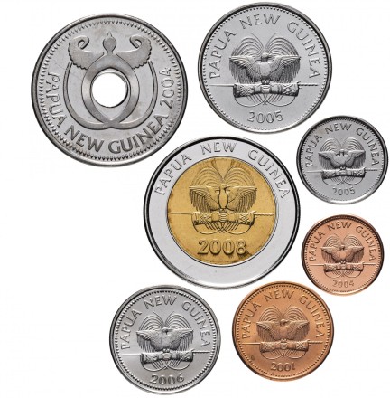 Папуа-Новая Гвинея  Набор из 7 монет 2004 - 2008 г  Животные 
