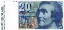 Швейцария 20 франков 1986 г «Гораций-Бенедикт де Соссюр»  UNC  