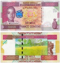 Гвинея 10000 франков 2012  UNC 