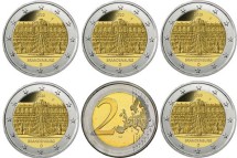 Германия 2 евро 2020  Бранденбург (дворец Сан-Суси в Потсдаме)  все монетные дворы (A,D,F,G,J)     