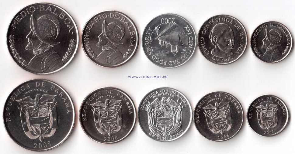 Панама. Набор из 5 монет 2000-08 г