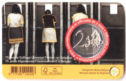 Бельгия 2 евро 2023 Избирательное право женщин BU / коллекционная монета в блистере