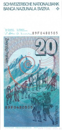 Швейцария 20 франков 1989 г Гораций-Бенедикт де Соссюр UNC