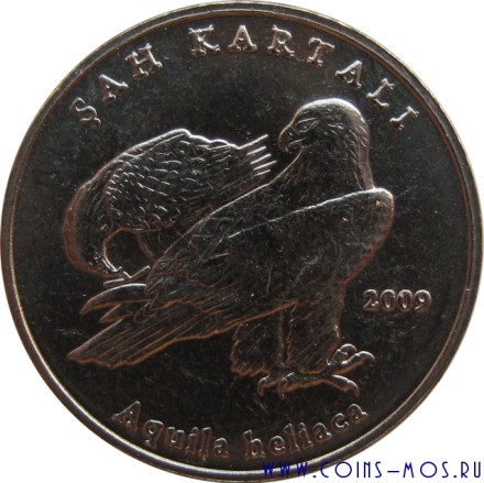 Турция 1 лира 2009 г «Орел-могильник» Достаточно редкая! Первая монета серии
