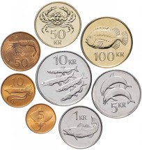 Исландия /Морские животные/ Набор из 8 монет 1981 - 2008  