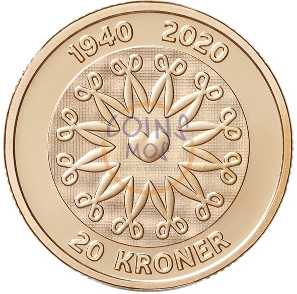 Дания 20 крон 2020 г  80 лет королеве Маргрете II 