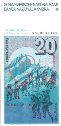 Швейцария 20 франков 1990 г Гораций-Бенедикт де Соссюр UNC
