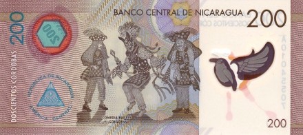 Никарагуа 200 кордоба 2014 Комедия-балет гуэгуэнсе UNC Пластиковая