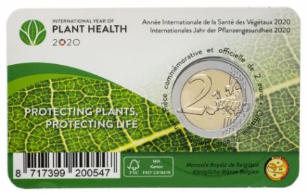 Бельгия 2 евро 2020 г Международный год охраны растений В красочной коин-карте