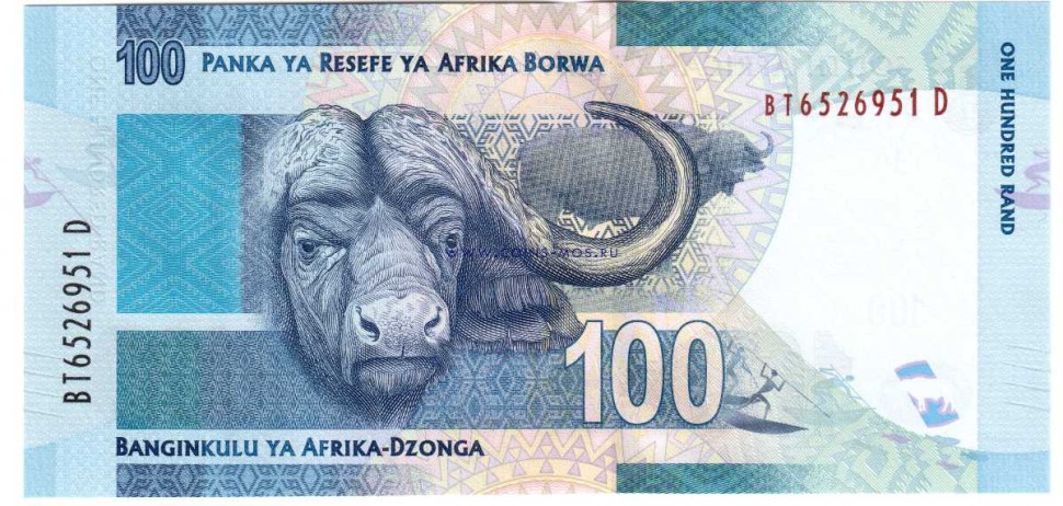 Южная Африка  100 рандов 2012 г  Африканский буйвол  UNC    
