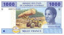 Камерун 1000 франков КФА 2002 г  Лесозаготовка  UNC 
