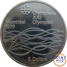 Канада 5 долларов 1975 г.  XXI летние Олимпийские Игры в Монреале - Плавание  Ag925  24,3 гр.