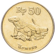 Индонезия 50 рупий 1998 г.  Драконовидный ящер комодо