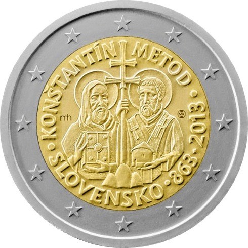 Словакия 2 евро 2013 г  Кирилл и Мефодий      