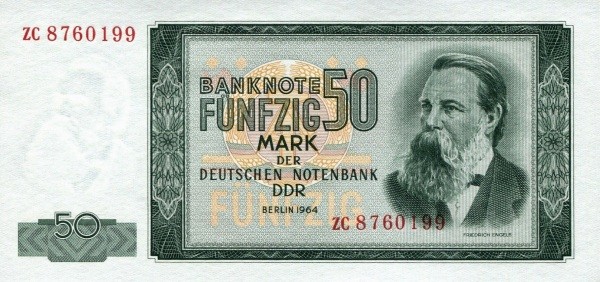 Германия (ГДР) 50 марок 1964 г  Фридрих Энгельс   XF - аUNC    