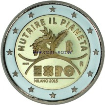 Италия 2 евро 2015 г EXPO-2015 в Милане   