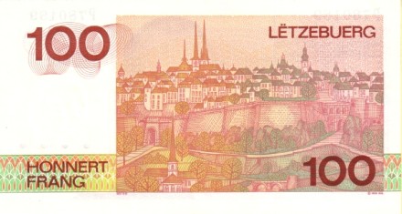Люксембург 100 франков 1986 г. «портрет великого герцога Жана» UNC серия L - Y
